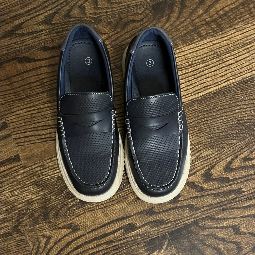 Classic Navy Leather Loafers for boys